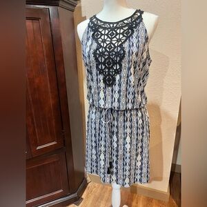 WHBM Sleeveless, Crochet Bib Knit Dress